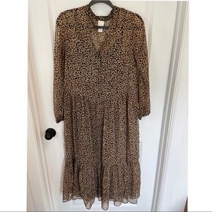 H&M Leopard Print Midi Dress